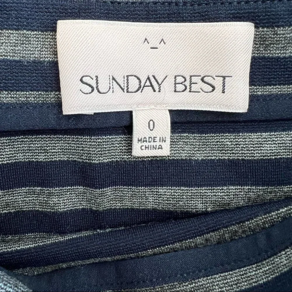 NWT Aritzia Sunday Best Mitford Mini Skirt Navy Blue and Grey Striped - Picture 9 of 11